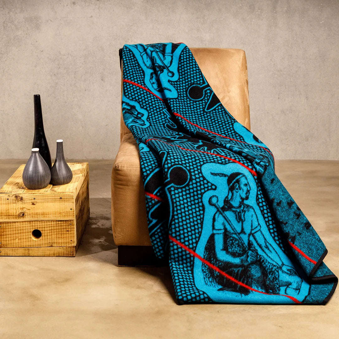 Moshoeshoe | Black / Peacock / Scarlet | Basotho Blanket