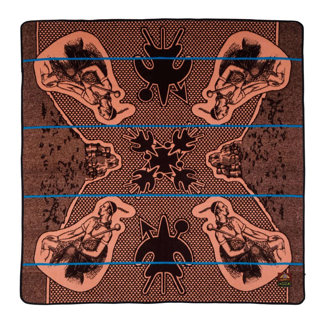 Moshoeshoe | Brown / Salmon / Peacock | Basotho Blanket