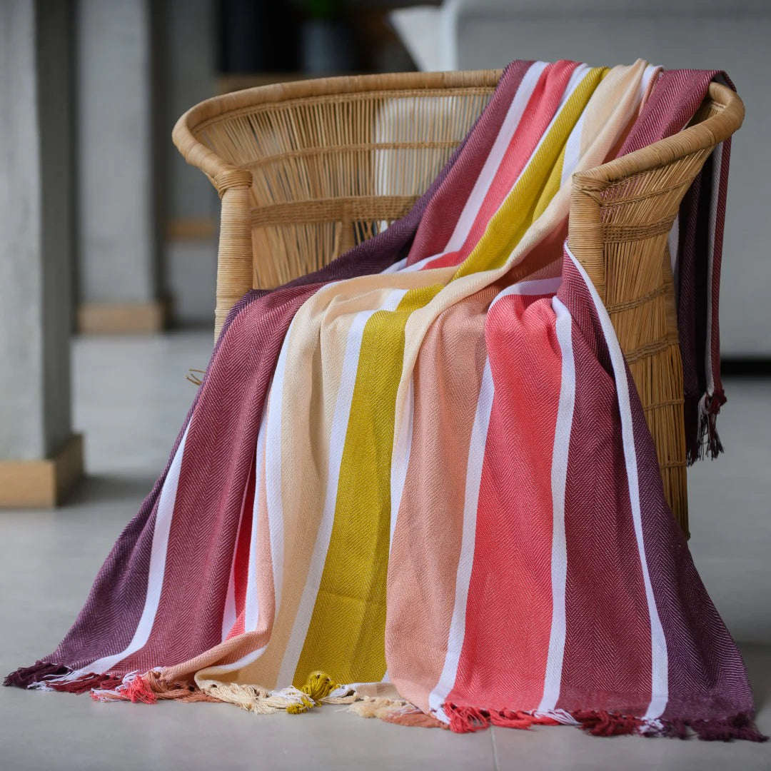 Protea Pinstripe  Sunset | Burgundy / Garnet