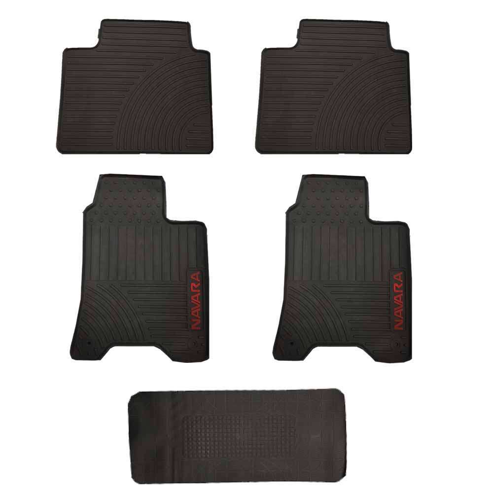 Nissan Navara Heavy Duty Rubber Floormats (5pc Set) - White Font