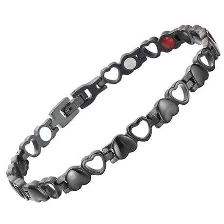 Magnetic Stainless Steel Therapy Bracelet - Black Hearts