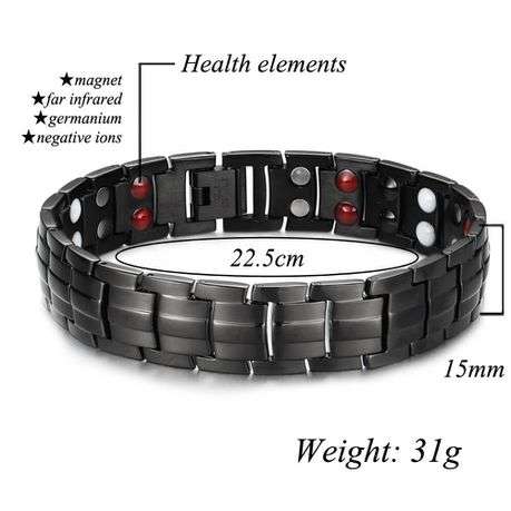 Magnetic Stainless Steel Therapy Bracelet - Black