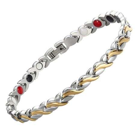 Magnetic Stainless Steel Therapy Bracelet - Gold and Silver - Woman