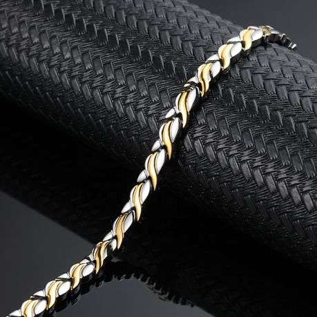 Magnetic Stainless Steel Therapy Bracelet - Gold and Silver - Woman