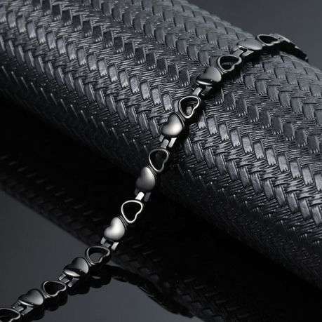 Magnetic Stainless Steel Therapy Bracelet - Black Hearts