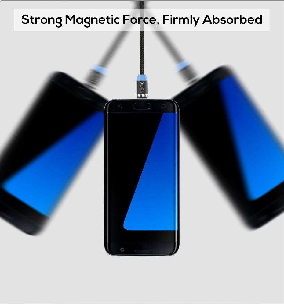 1m charging cable with magnetic heads for 8-pin (iPhone), C-type and micro-USB