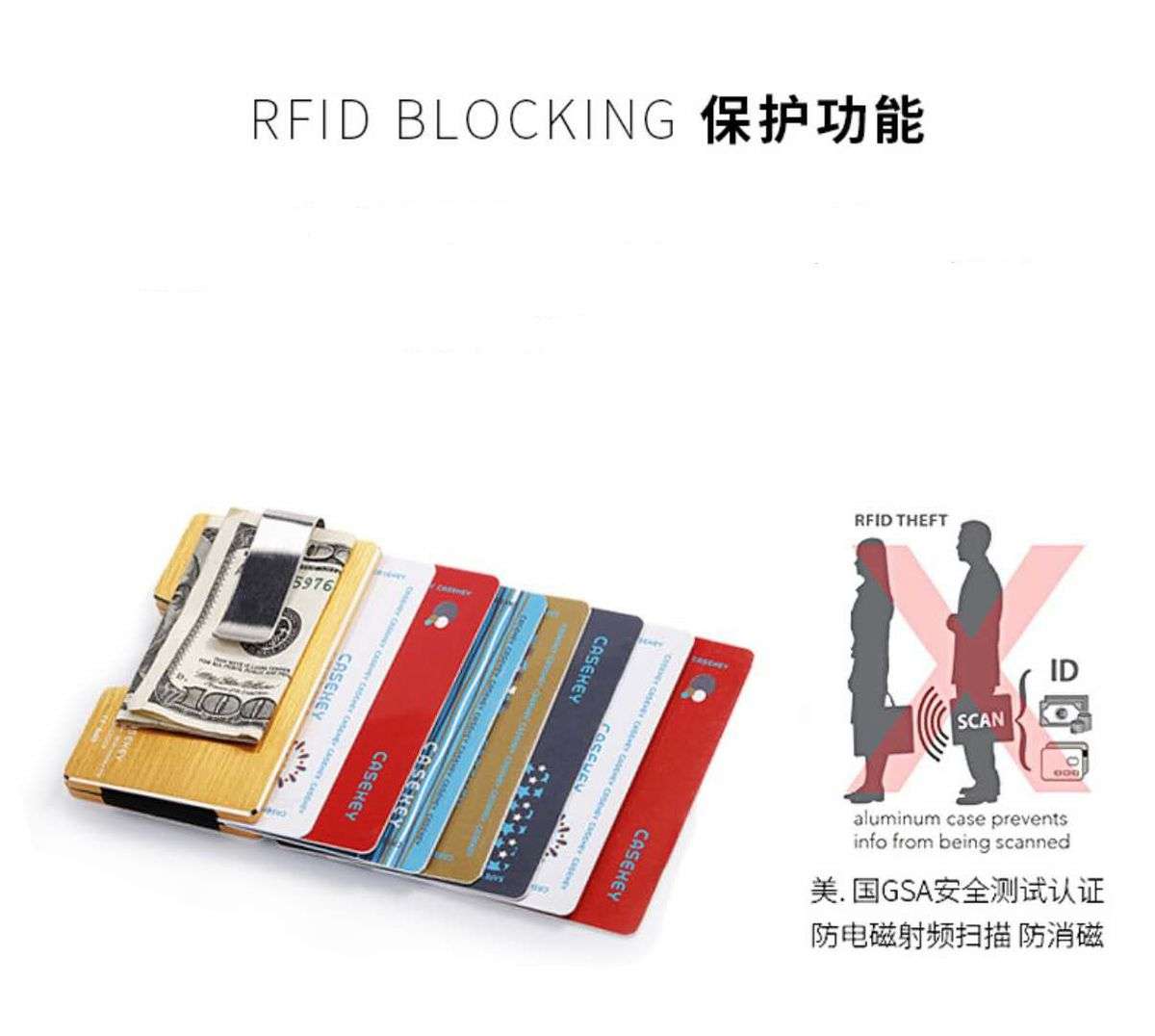 RFID Protection Minimalist/Slim Wallet - Casekey0001 Grey