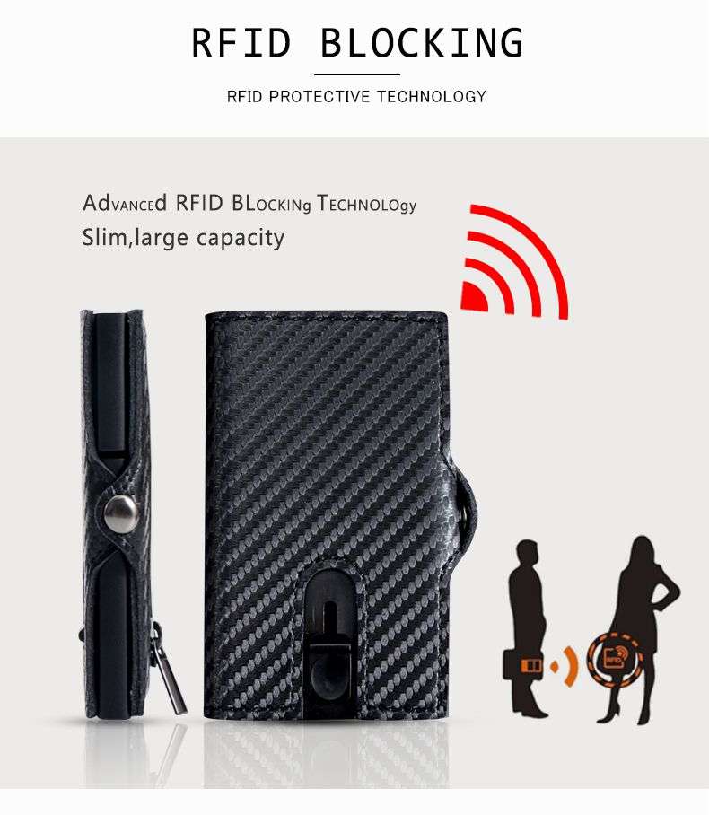 Minimalist Pop-Up Wallet with RFID Protection - Carbon Fibre Leather