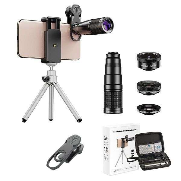 APEXEL Premium Metal Zoom 22 X Telephoto 4 IN 1 Lens Kit