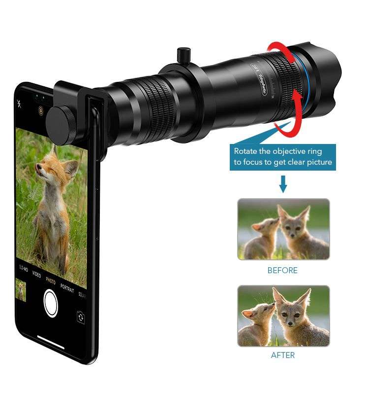 36x Telephoto APEXEL Cell Phone camera lens