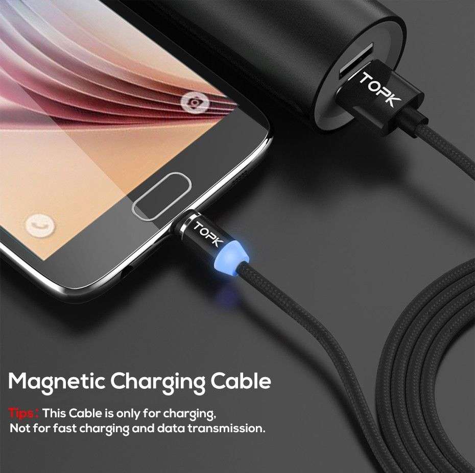 1m charging cable with magnetic heads for 8-pin (iPhone), C-type and micro-USB