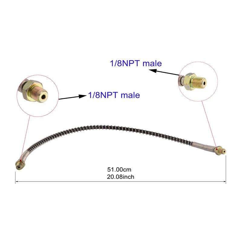 500MM SHIELDED HIGH PRESSURE HOSE, 1/8" BSP MALE