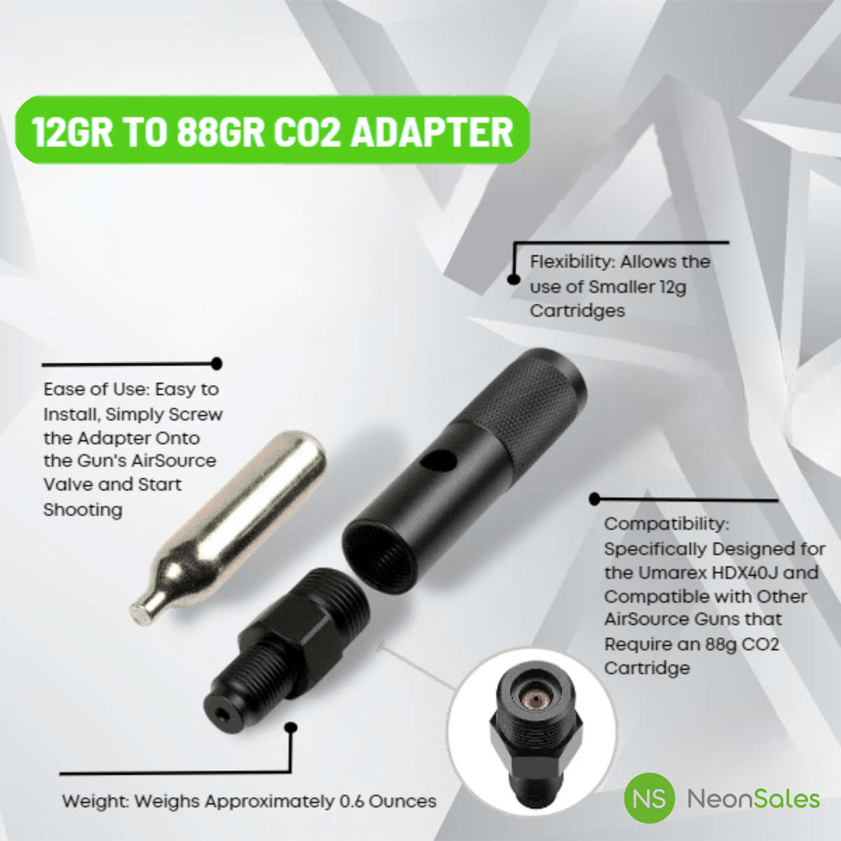 88GR CARTRIDGE - 12G CO2 CAPSULE ADAPTER