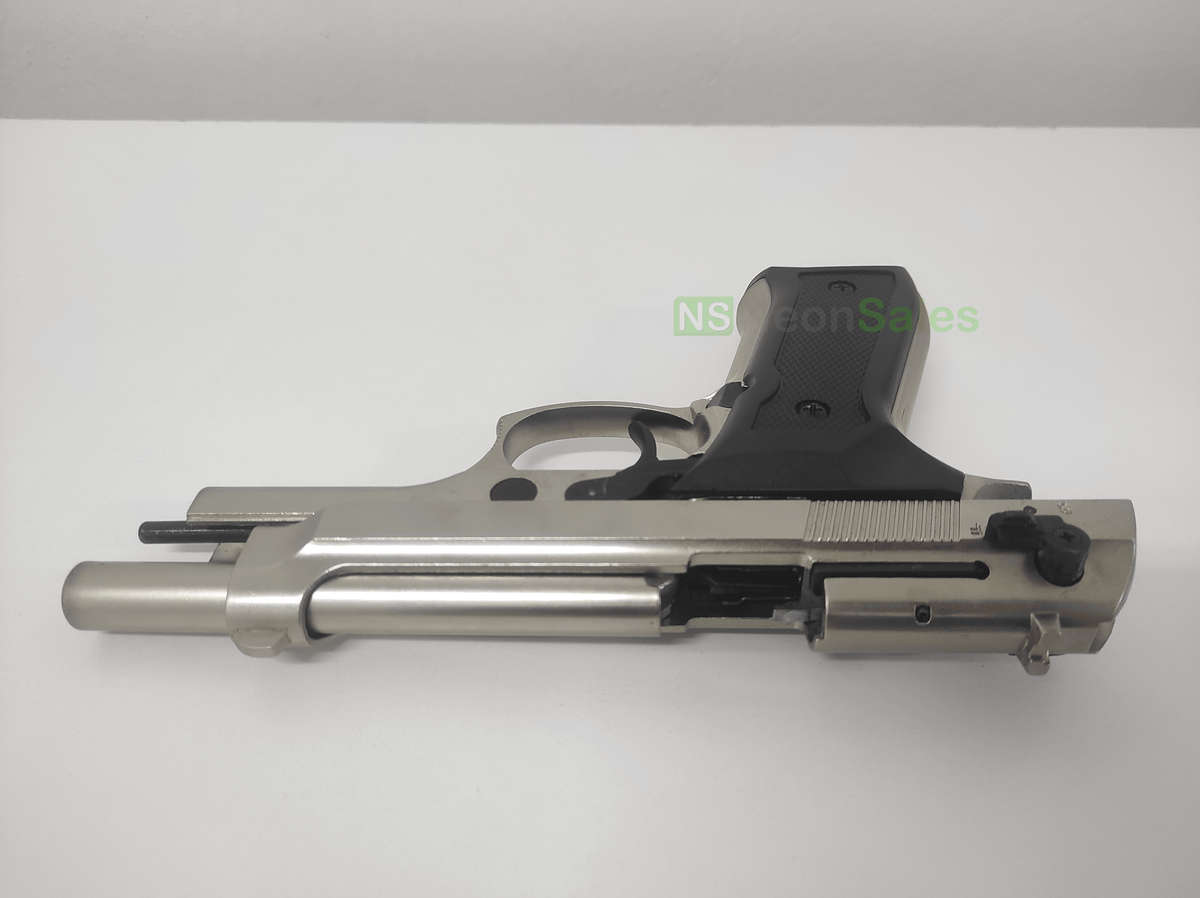 BLOW F92 BLANK GUN - SATIN W/ BLACK GRIPS & TRIM