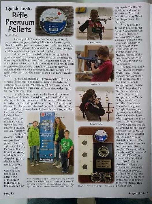 RIFLE PREMIUM POINTED PELLETS (9.72GR) .177- 500's