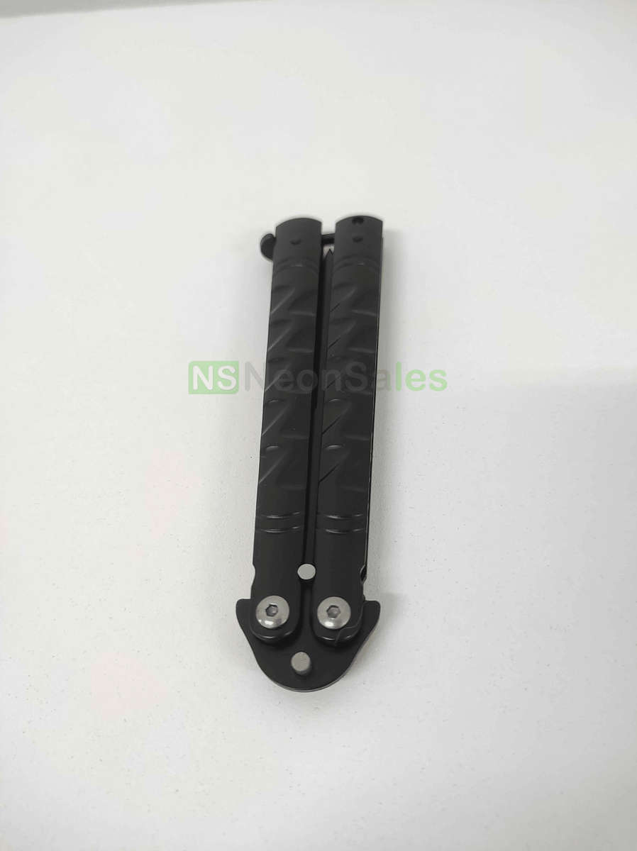 SLIMLINE BUTTERFLY KNIFE WITH CLIP EDGE - BLACK