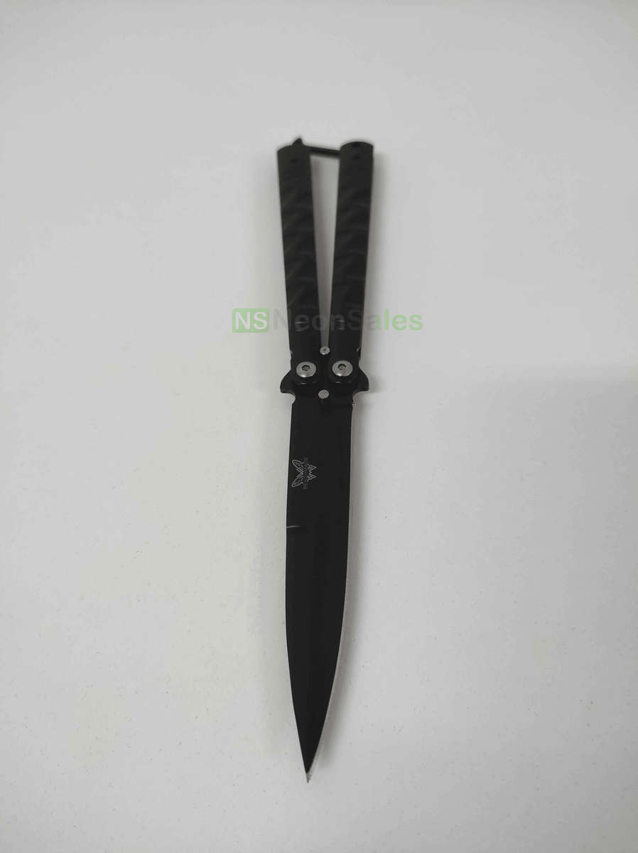 SLIMLINE BUTTERFLY KNIFE WITH CLIP EDGE - BLACK