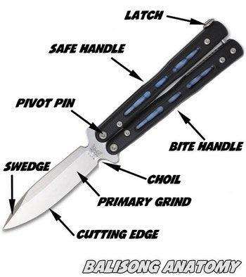 SLIMLINE BUTTERFLY KNIFE WITH CLIP EDGE - BLACK