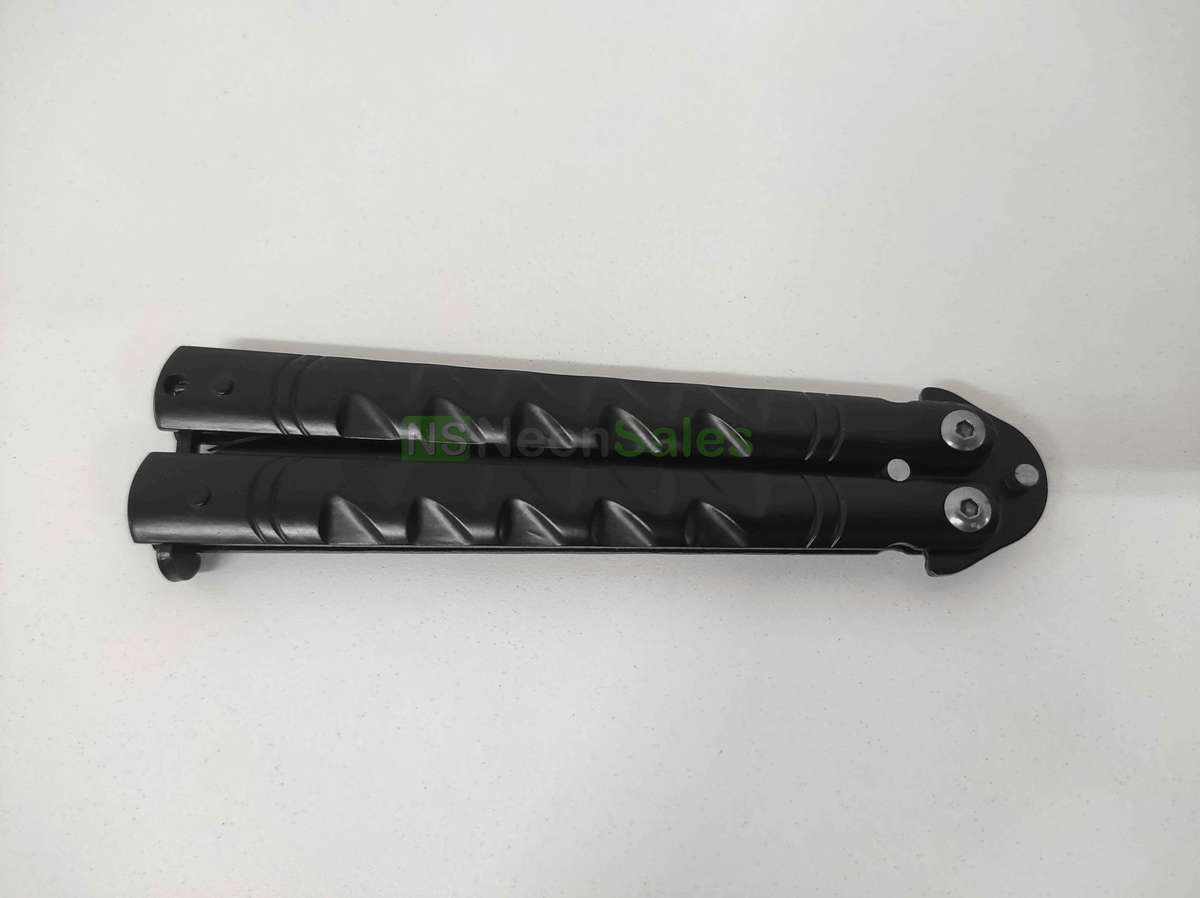 SLIMLINE BUTTERFLY KNIFE WITH CLIP EDGE - BLACK