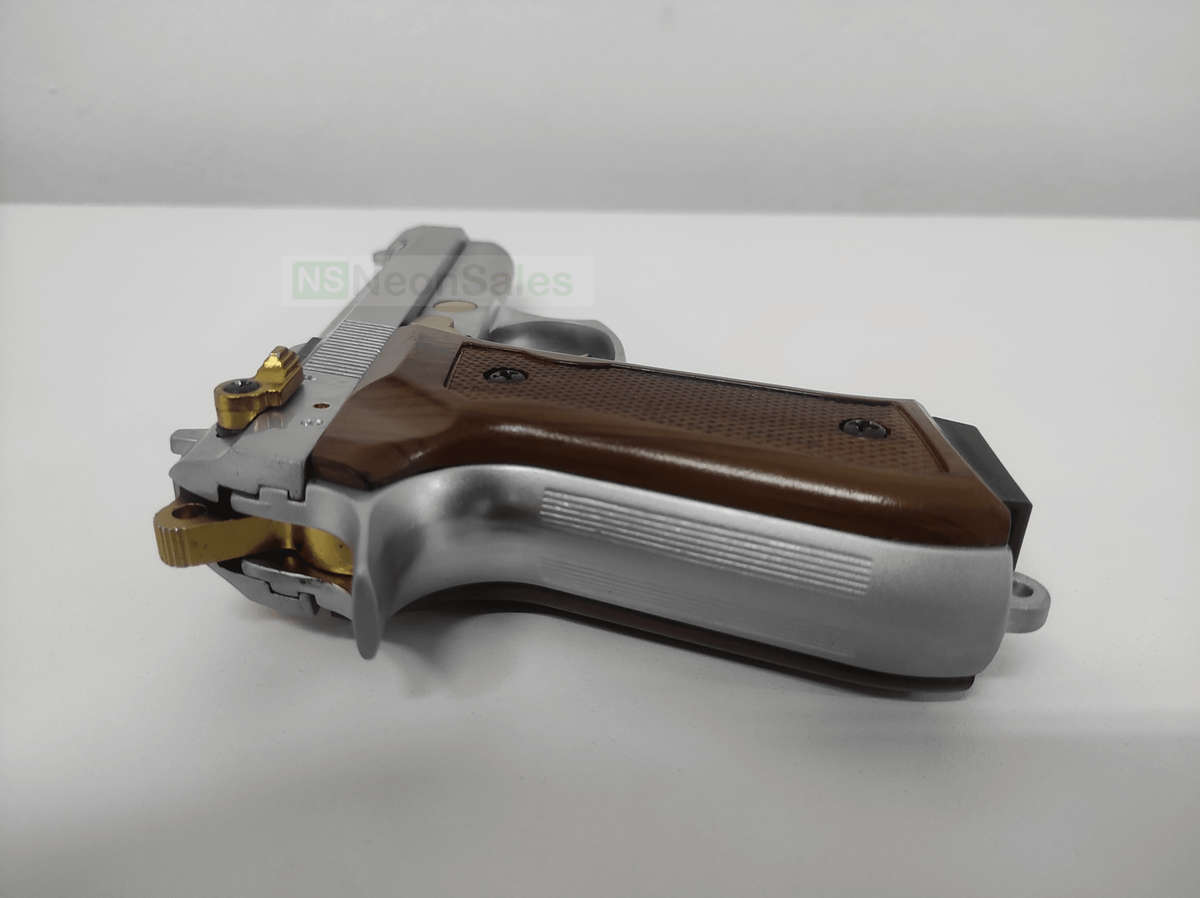 BLOW F92 BLANK GUN - MATTE CHROME W/ GOLD FEATURES