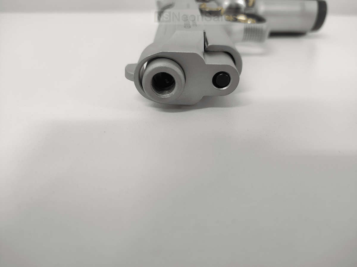 BLOW F92 BLANK GUN - MATTE CHROME W/ GOLD FEATURES