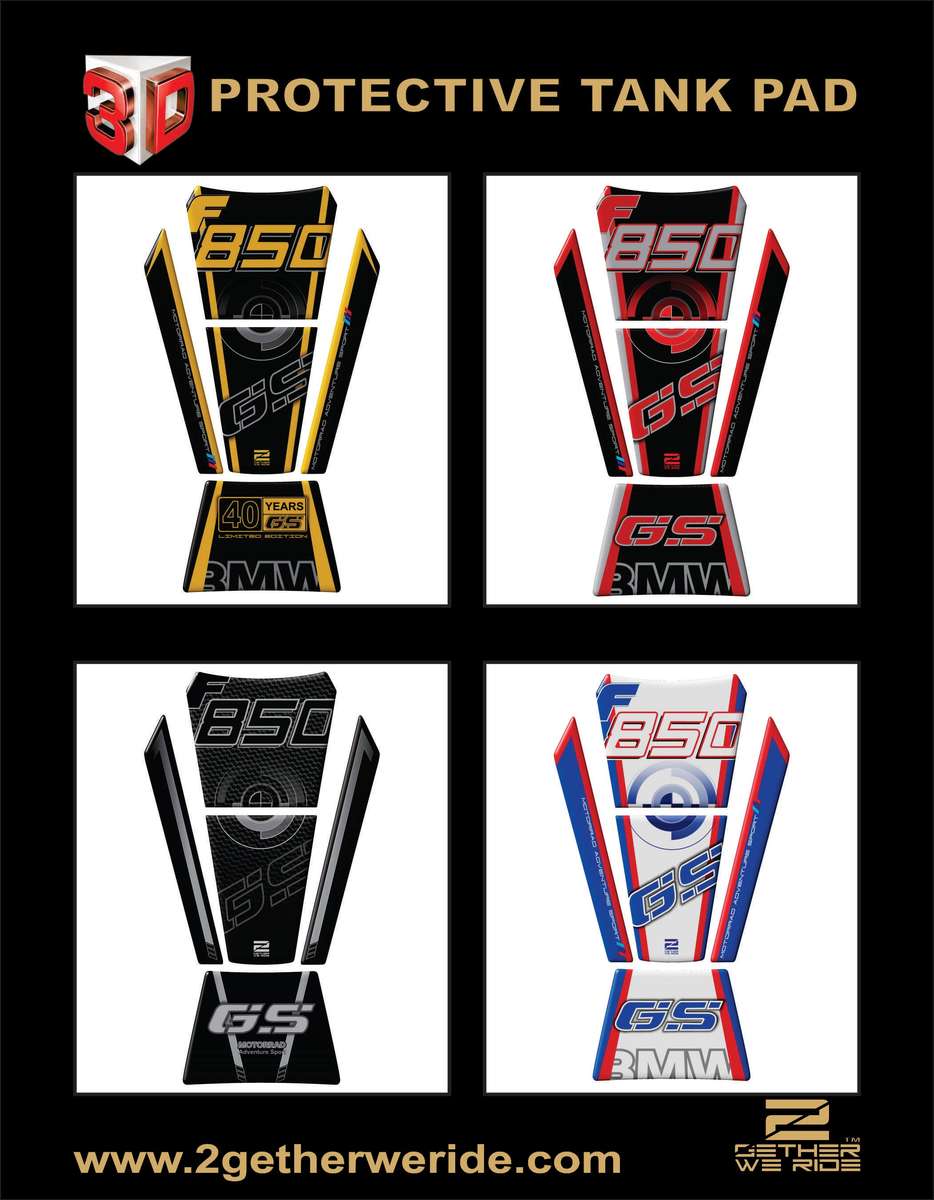 BMW F 850 GS Motor Bike Tank Pad. Red and Black Motor Bike Tank Pad / Protector.