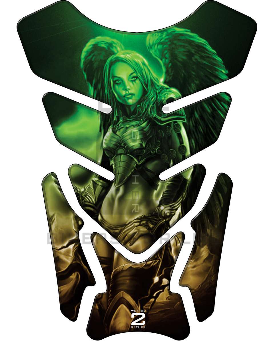 Green and Black Universal Fit Amazon Warrior with Angelic Wings. A Street Pad which fits most mod...