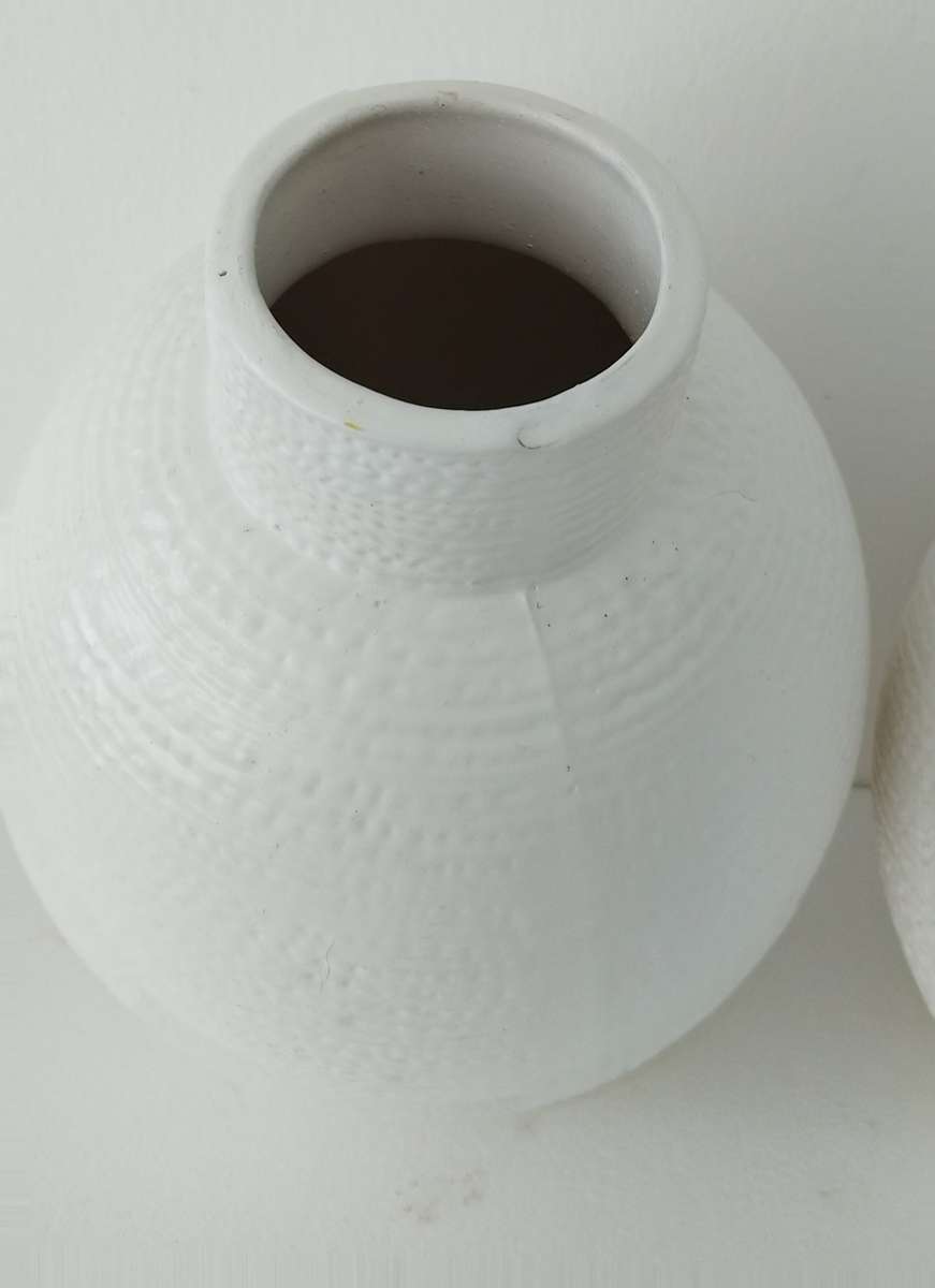 White Ceramic Round Vases