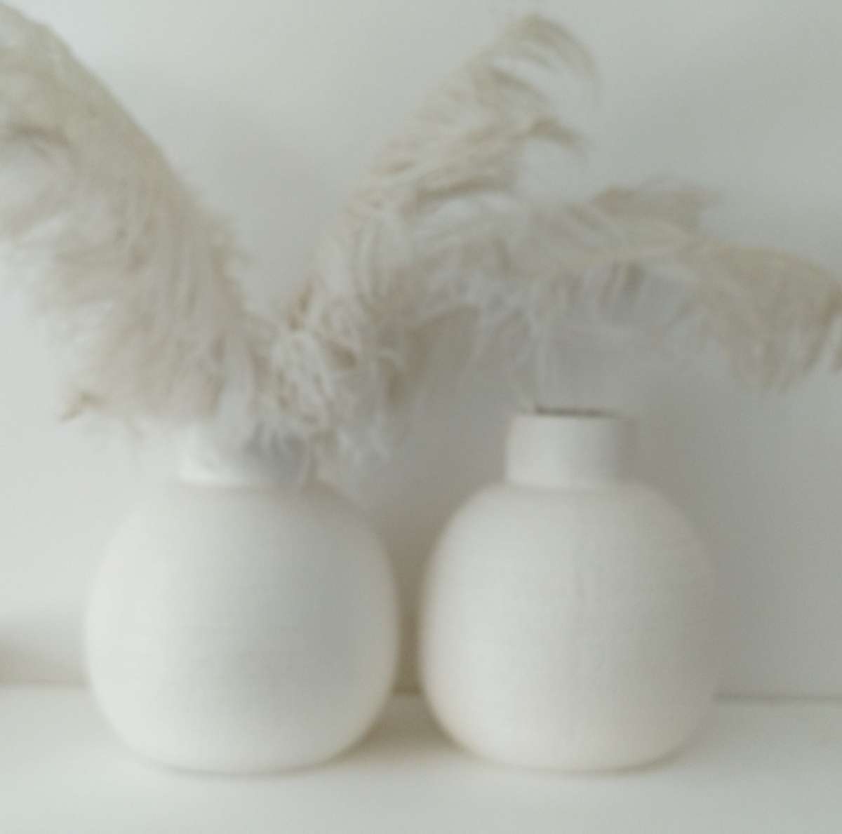 White Ceramic Round Vases