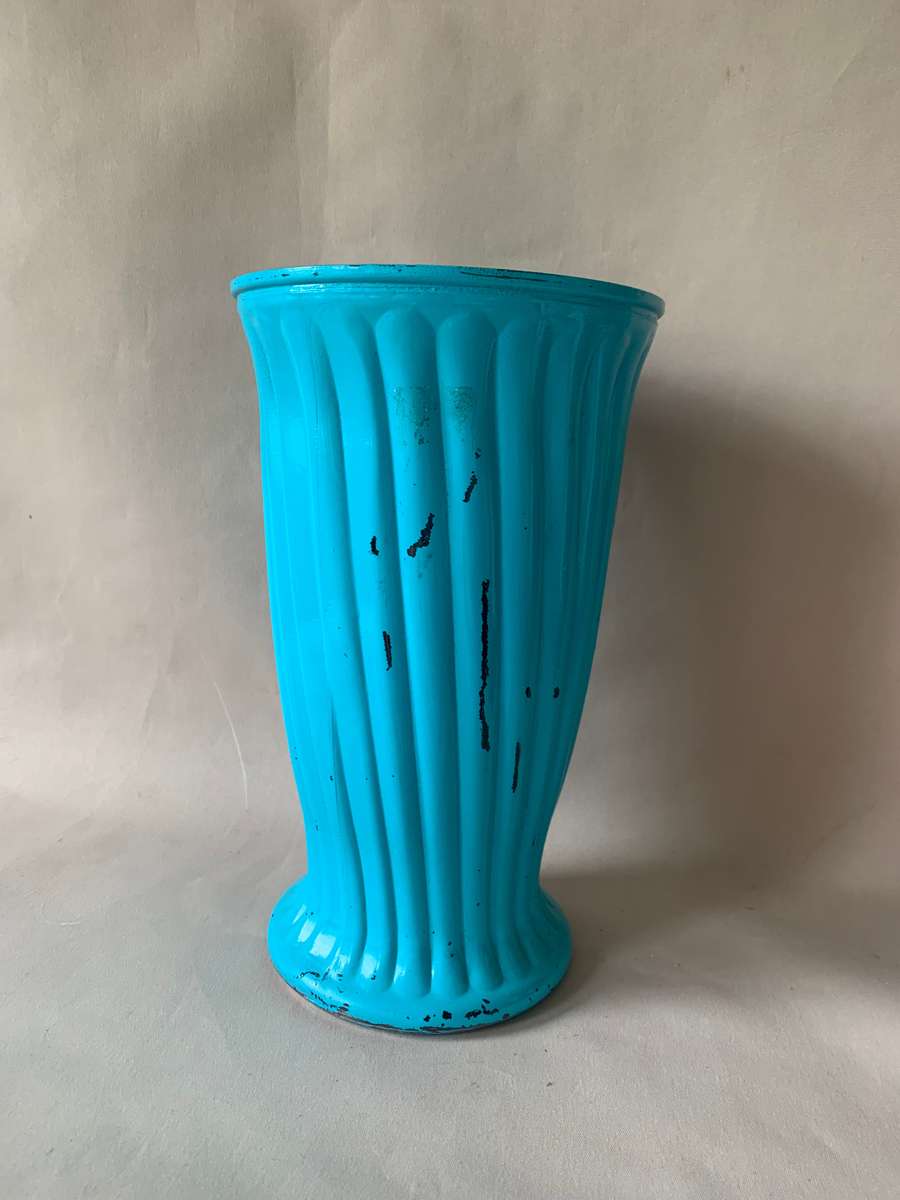 Rustic Painted Twirl Glass Vase 30cm
