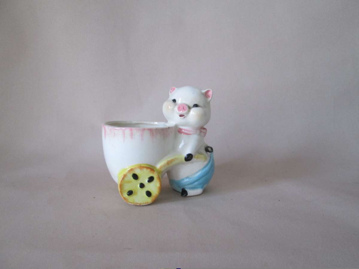 Porclain Piggy & Wheelbarrow Decor Bowl