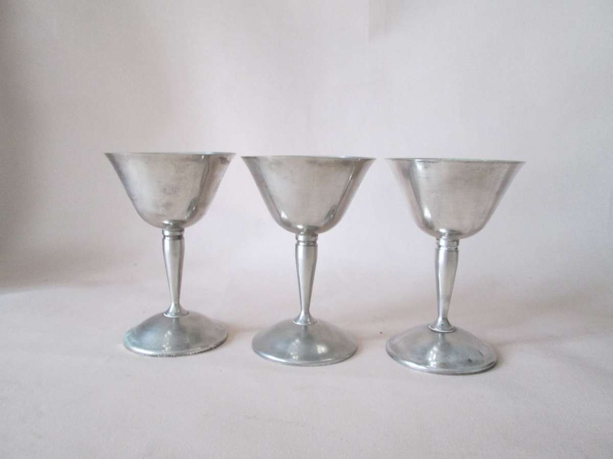 Set of 3 Silver Plated Wine Goblets