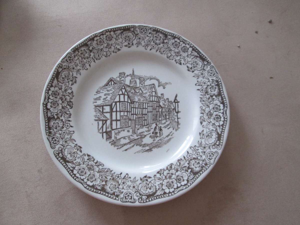 Tudor Village Ironstone Broadhurst Staffordshire Plates and Bowl