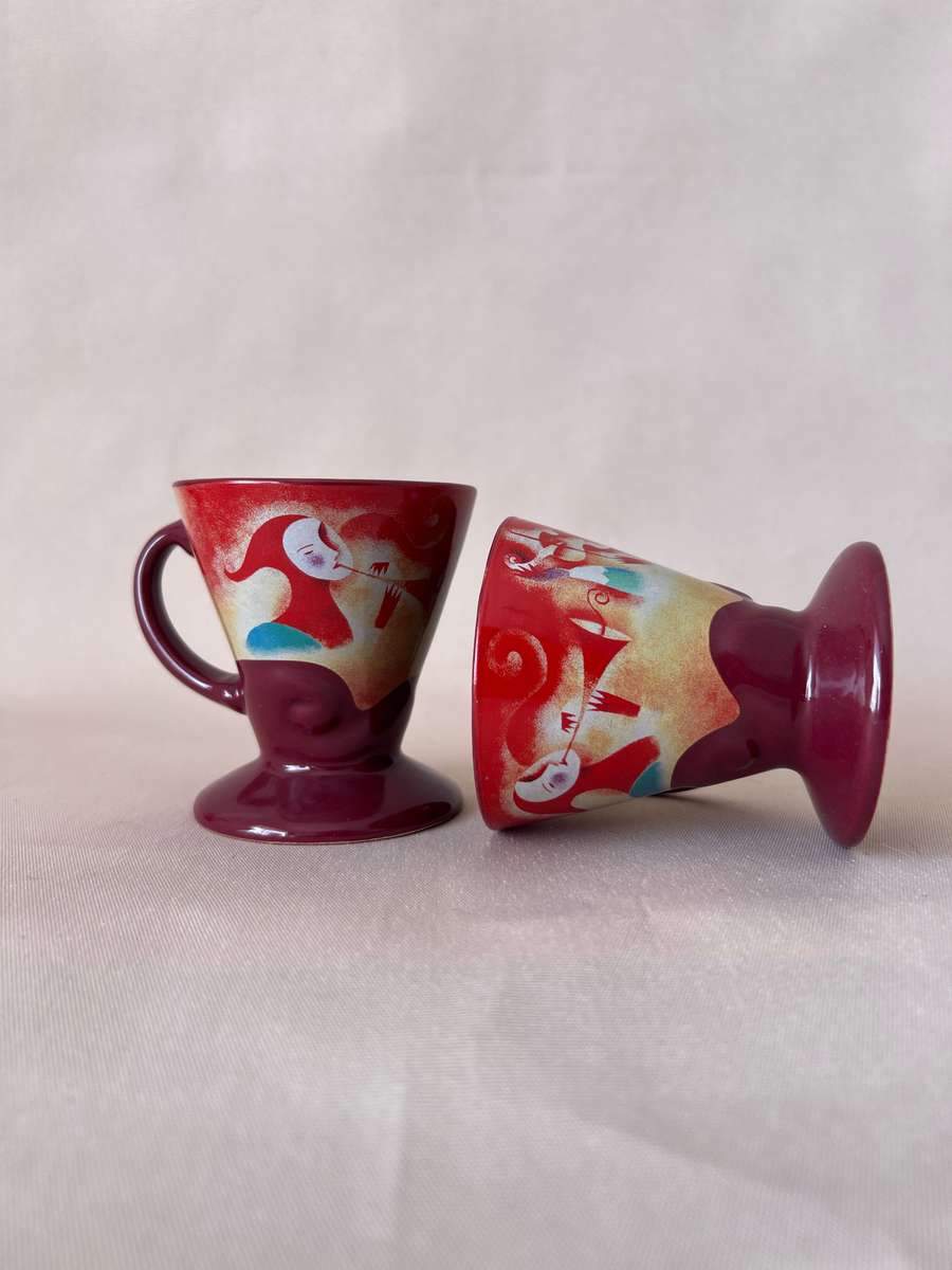 Set of 3 Red Frangelico Liqueur Music Espresso Cups