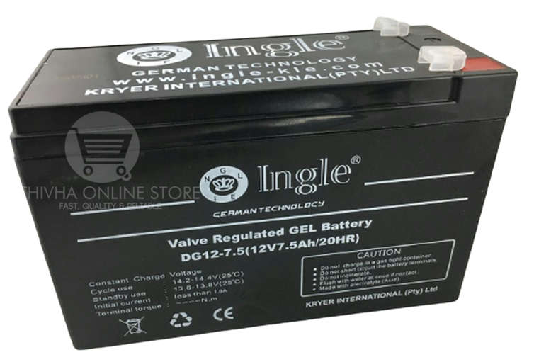 12V 7.5AH/20HR  Valve Regulated GEL Battery - INGLE