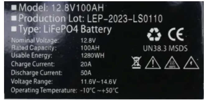 NENERGY LITHIUM 1.28KWH 12V 100AH