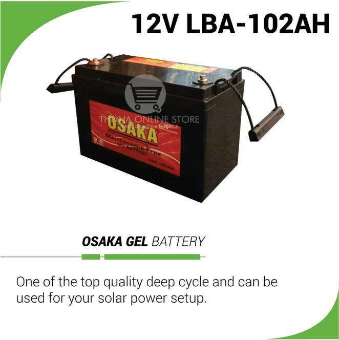 OSAKA Deep Cycle Gel Battery 102AH 12V (100% FULL CAPACITY)