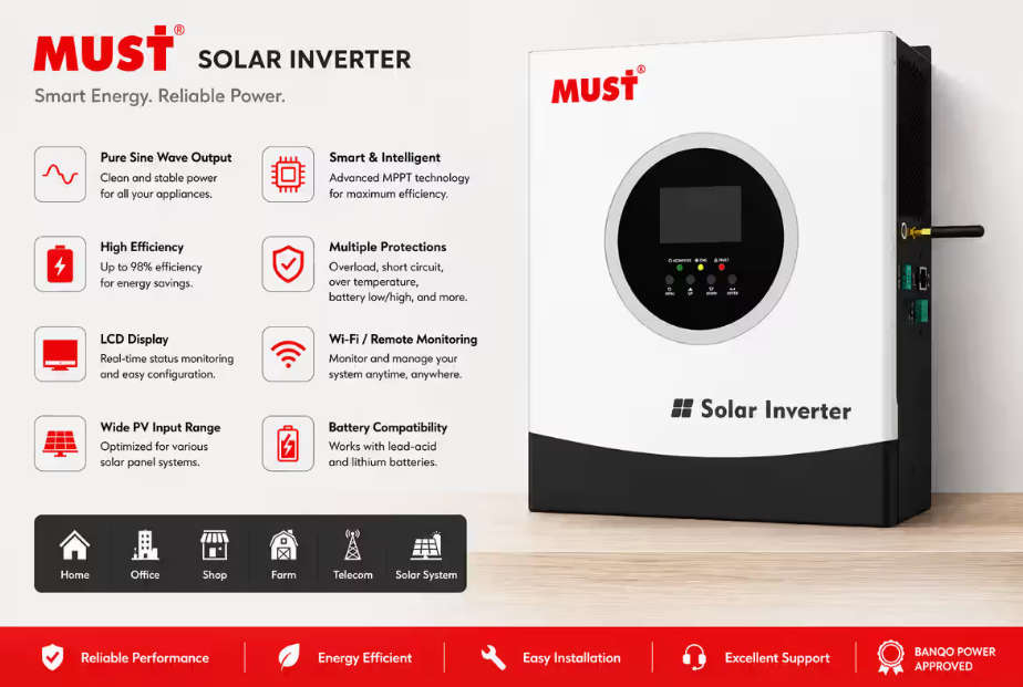 MUST 4KW 24V INVERTER 100A MPPT INCL WIFI