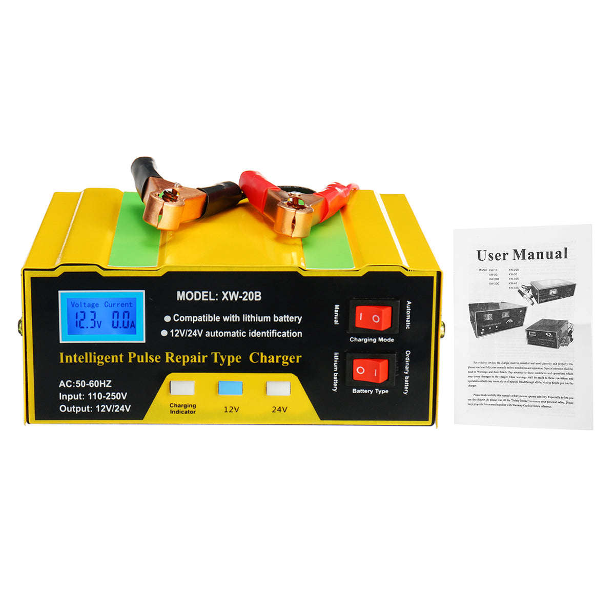 12V/24V Car Battery Charger Full Auto Intelligent 10A Pulse Repair Maintenance