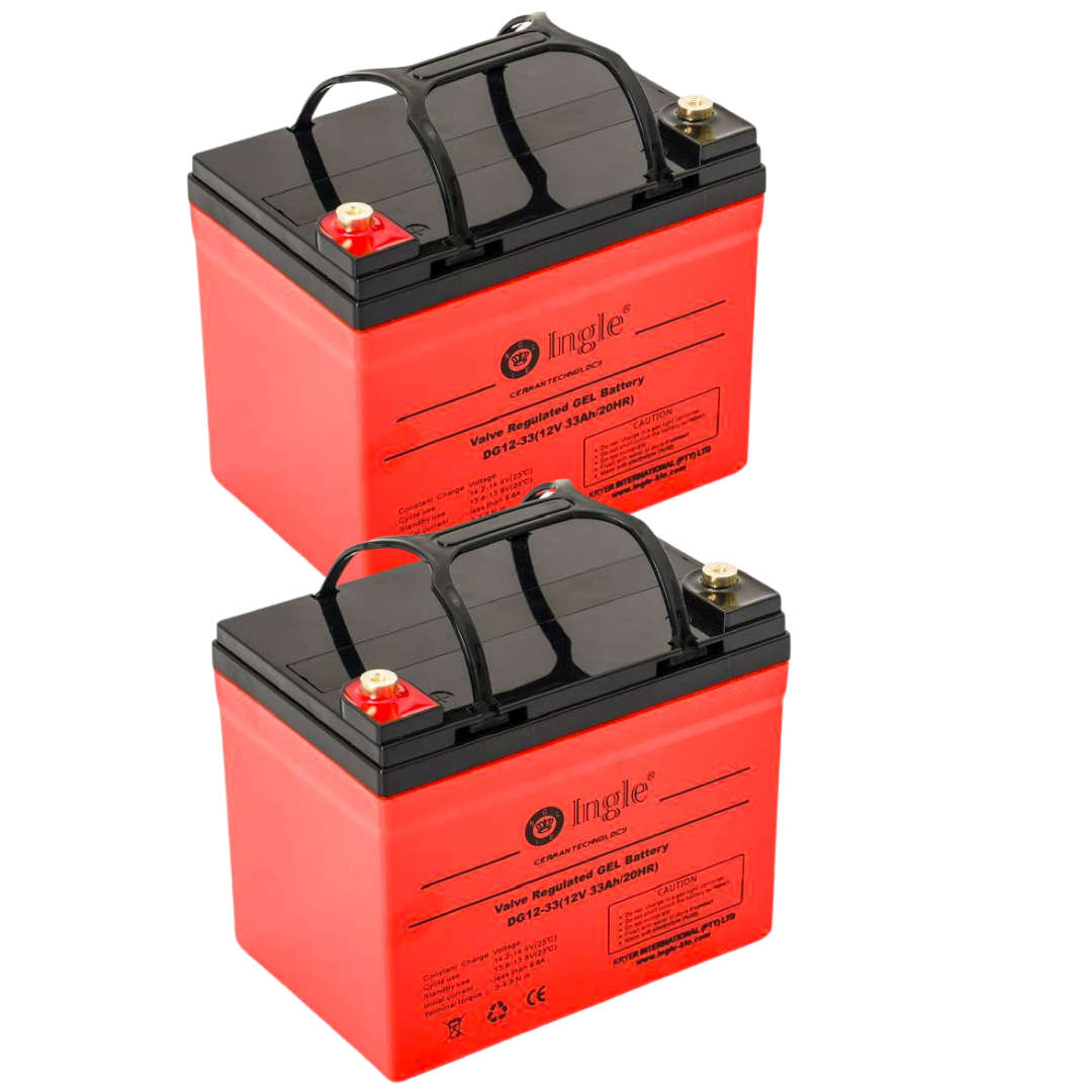 2 x 33AH 12v Ingle GFM Deep Cycle Battery DG12-33