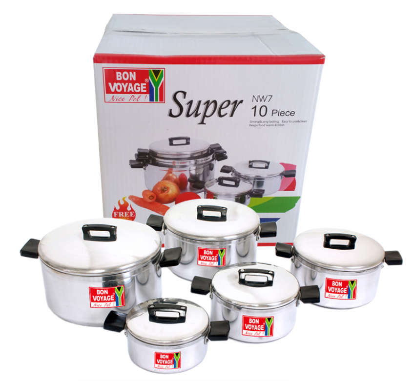 Bon Voyage - 10 Piece Pots Set Cookware Aluminium Stew Pan