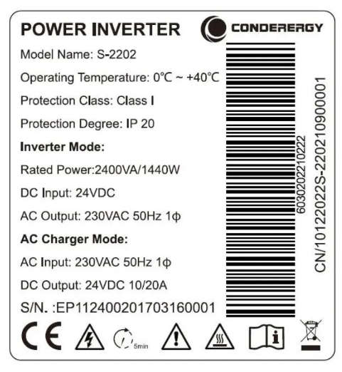 UPS INVERTER 2400VA/1440W CONDERERGY 24V
