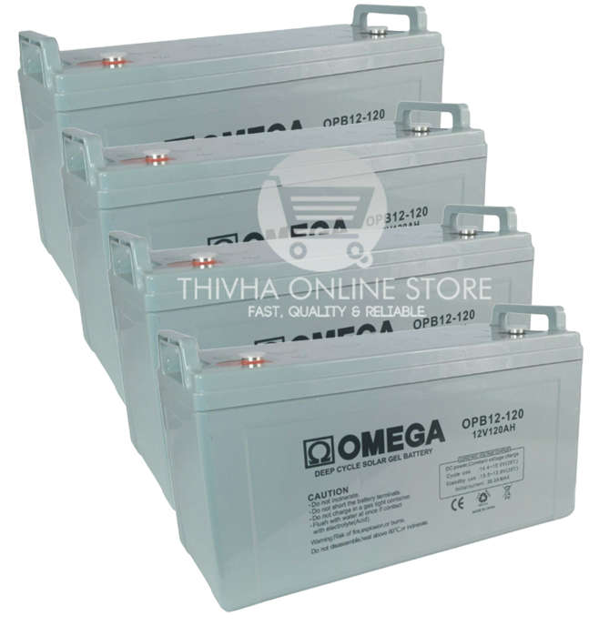 4 x 12V 120AH Gel Solar Deep Cycle Battery -  OMEGA (4PCS- 48V)