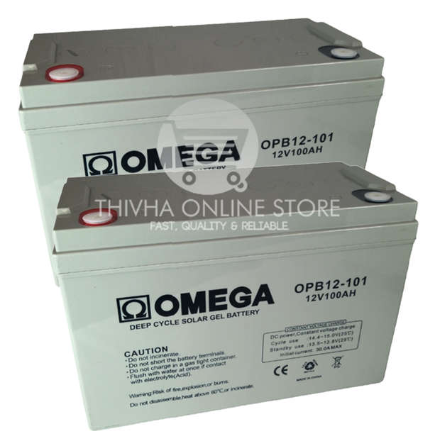 2 x 12V 100AH Gel Solar Deep Cycle Battery - OMEGA(2PCS- 24V)