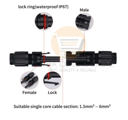 Waterproof Solar Panel Cable Connectors - 10 Pairs