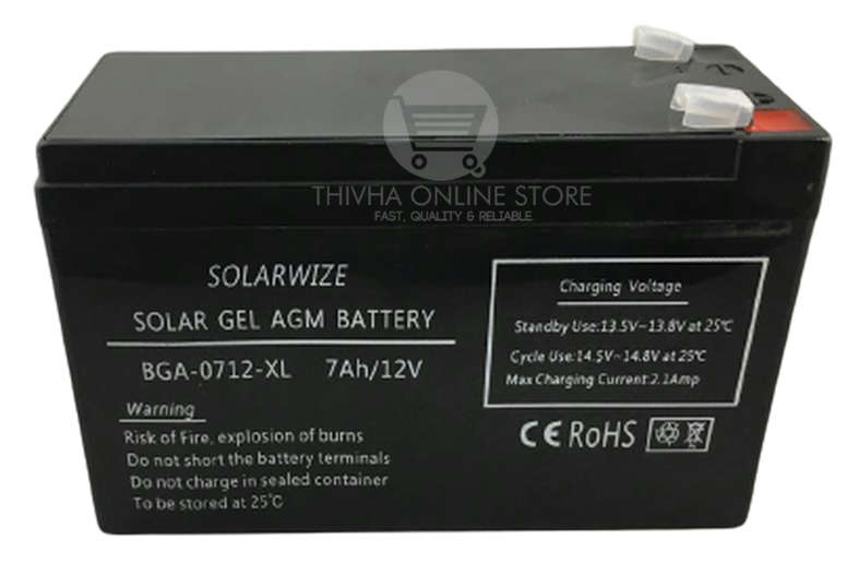 12V 7AH GEL AGM Battery - SolarWize (100% Capacity)