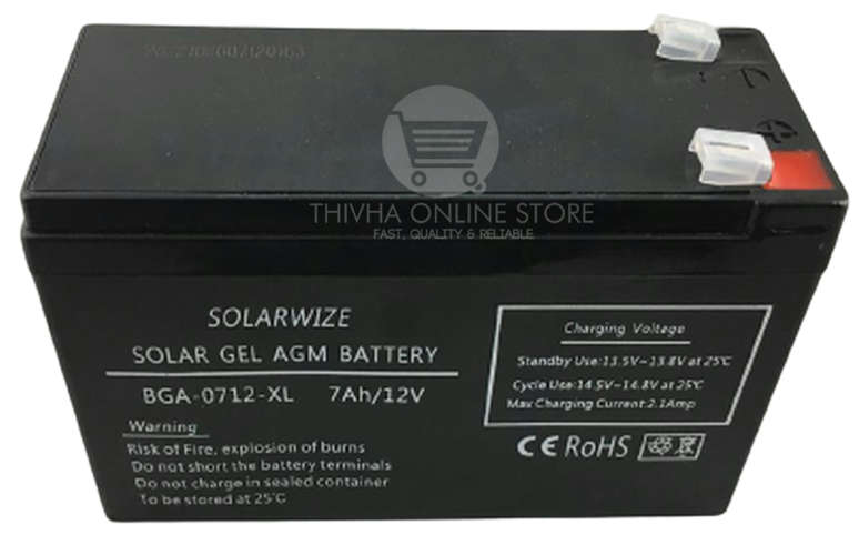 12V 7AH GEL AGM Battery - SolarWize (100% Capacity)