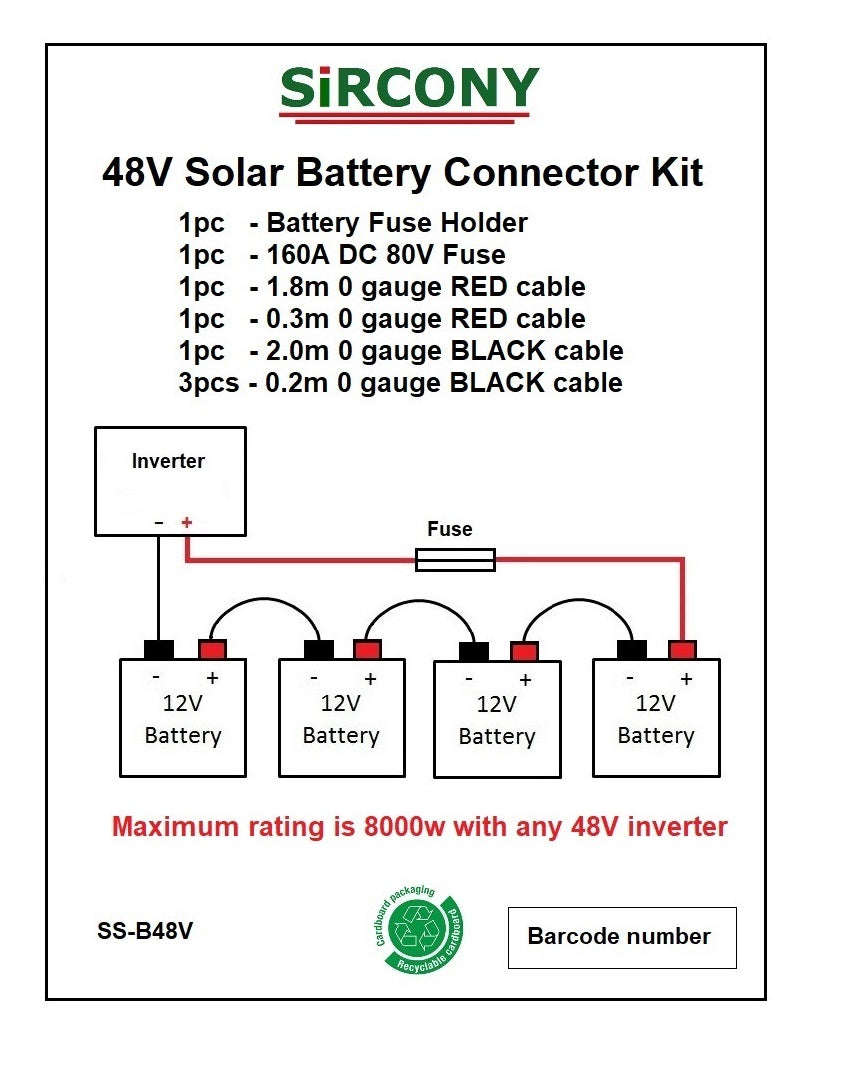 Battery Installation Kit (48V)  Inverter battery CABLE and FUSE kit