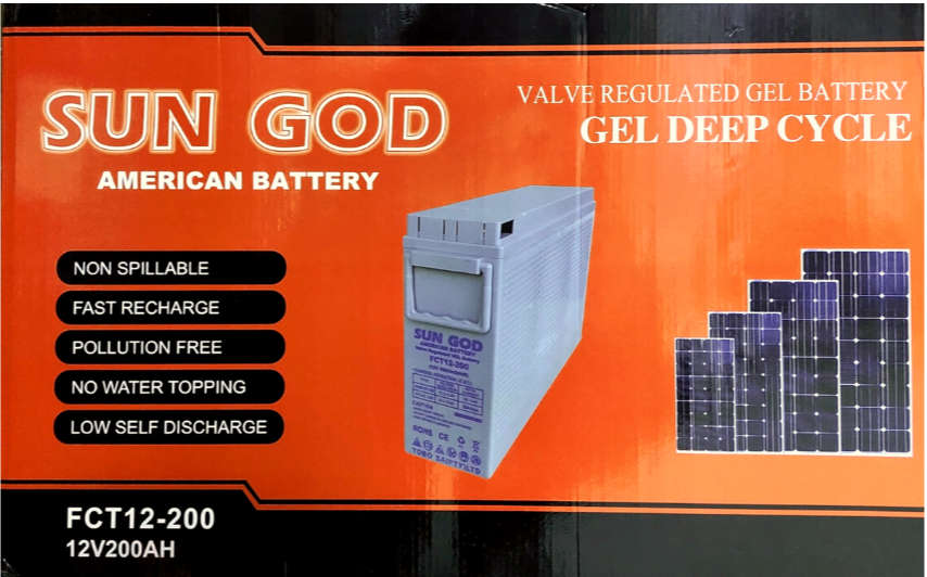 GEL BATTERY 200 AH 12V SLIM LINE SUN GOD AMERICAN DEEP CYCLE GEL BATTERY