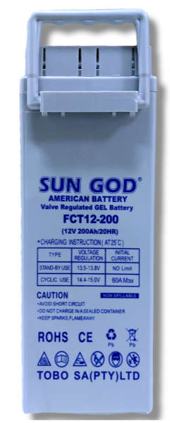 GEL BATTERY 200 AH 12V SLIM LINE SUN GOD AMERICAN DEEP CYCLE GEL BATTERY